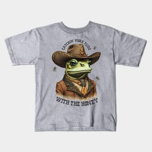 Vintage western lingo cowboy frog catching flies Kids T-Shirt